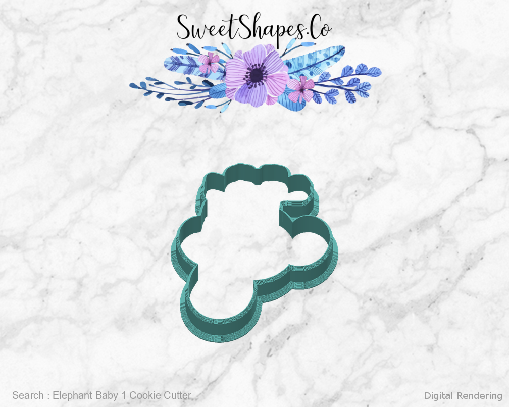 Elephant Baby 1 Cookie Cutter — back view