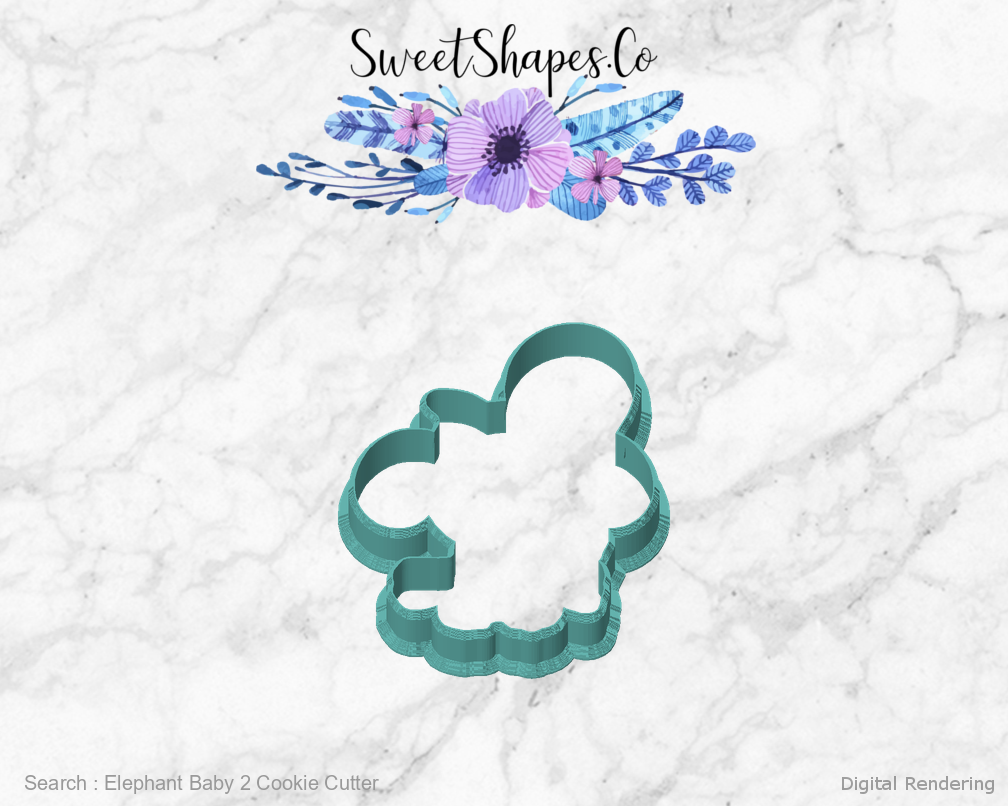 Elephant Baby 2 Cookie Cutter — front view