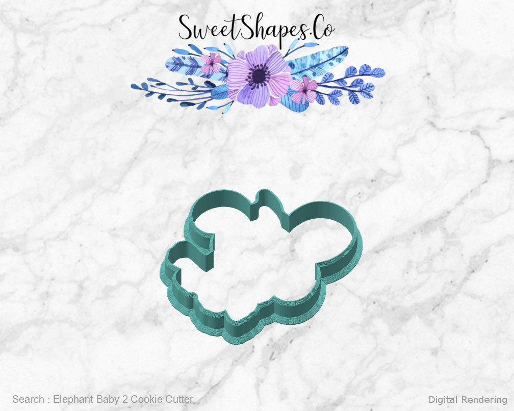 Elephant Baby 2 Cookie Cutter — angled front view