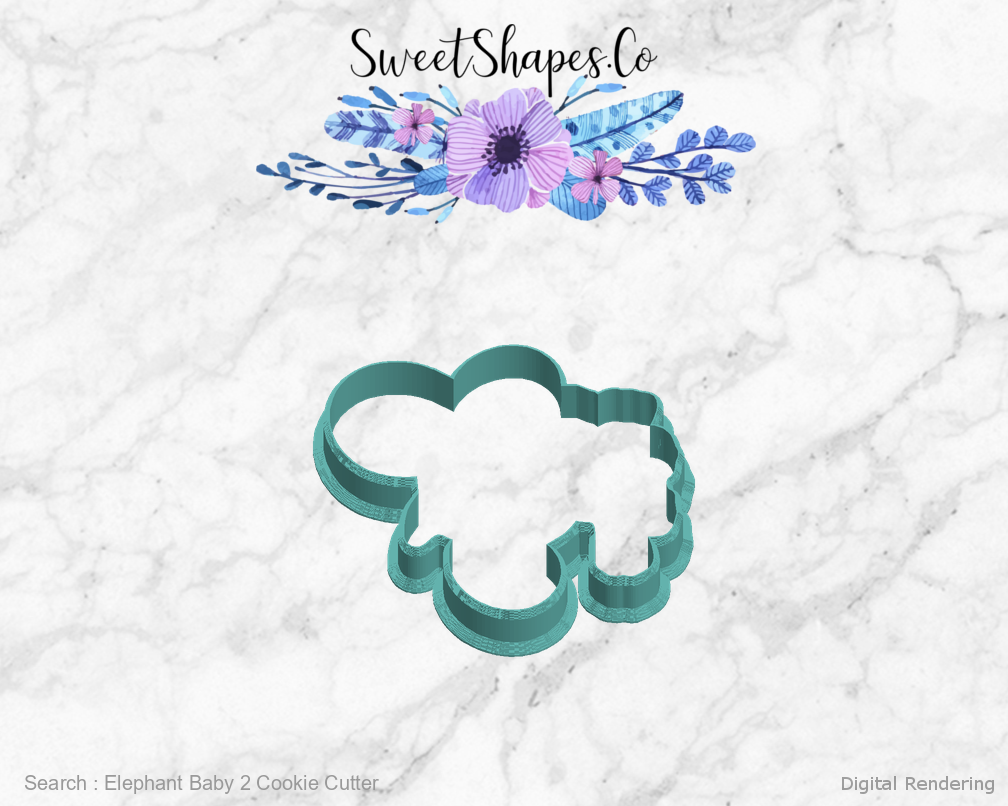 Elephant Baby 2 Cookie Cutter — left view
