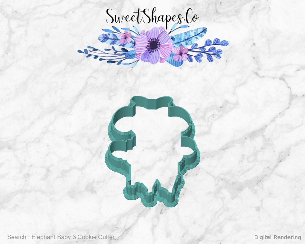 Elephant Baby 3 Cookie Cutter — front view