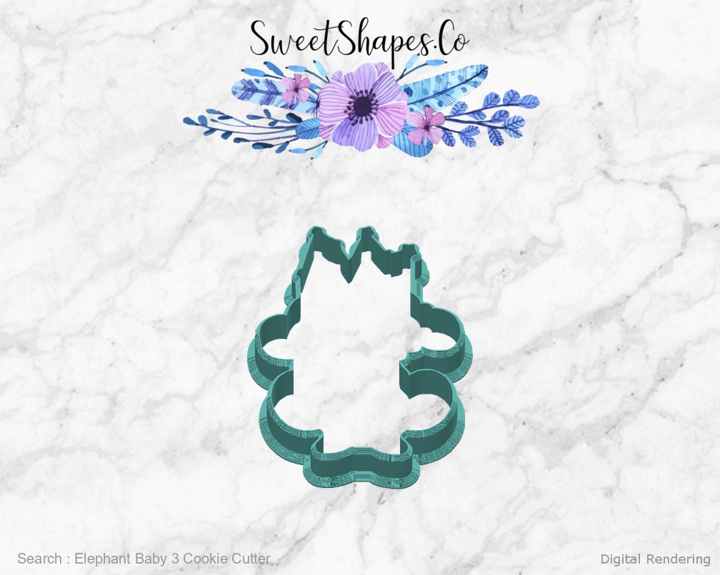 Elephant Baby 3 Cookie Cutter — back view
