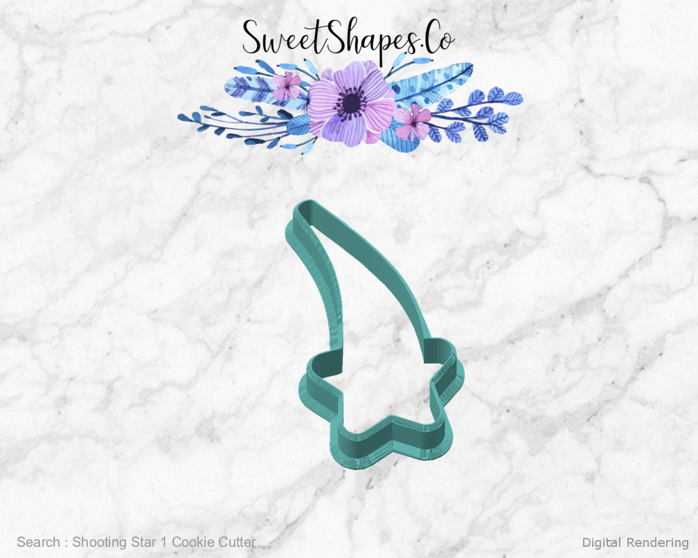Shooting Star 1 Cookie Cutter — angled front view