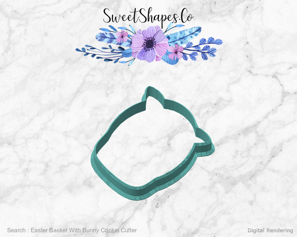 Easter Basket With Bunny Cookie Cutter — angled front view
