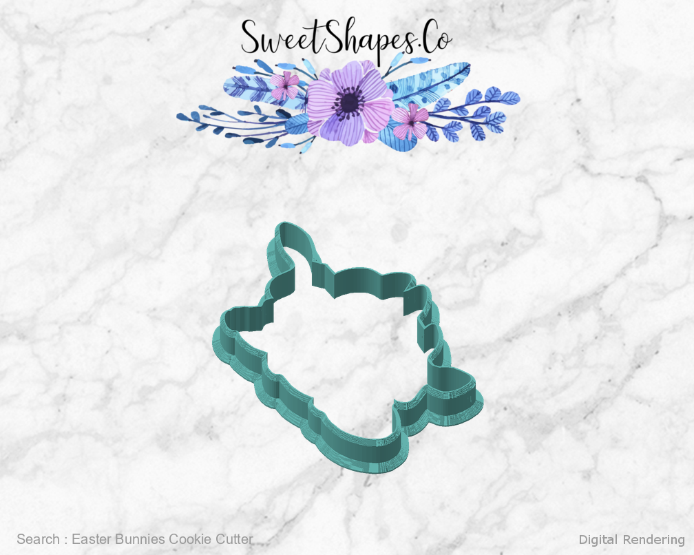 Easter Bunnies Cookie Cutter — angled front view