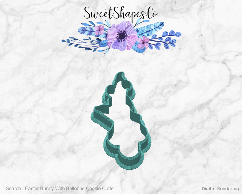 Easter Bunny With Balloons Cookie Cutter — back view