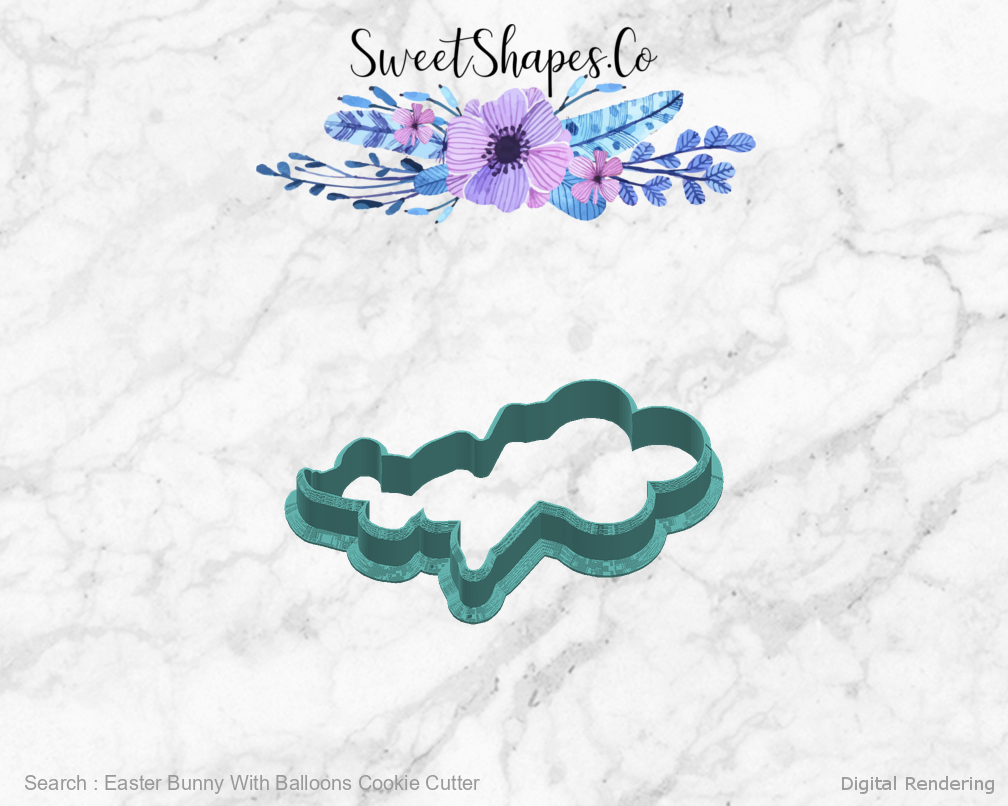 Easter Bunny With Balloons Cookie Cutter — right view