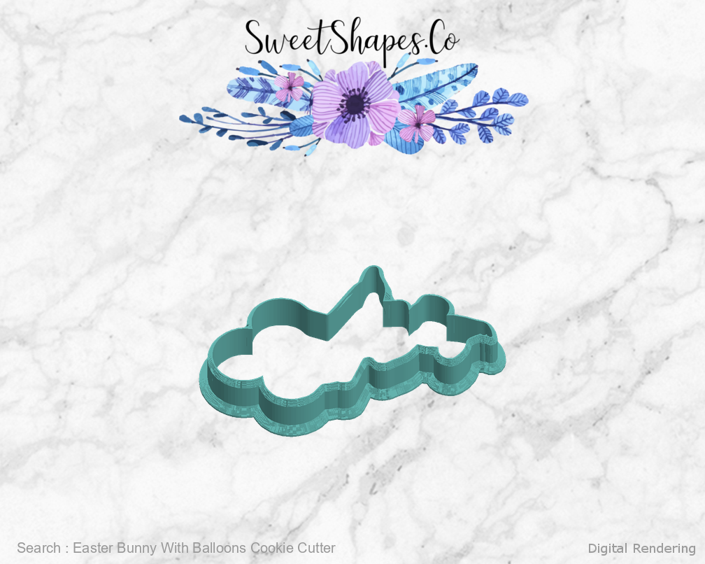 Easter Bunny With Balloons Cookie Cutter — left view