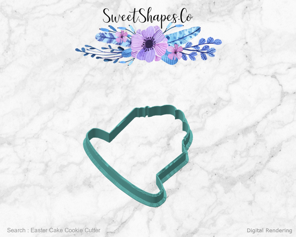 Easter Cake Cookie Cutter — angled front view
