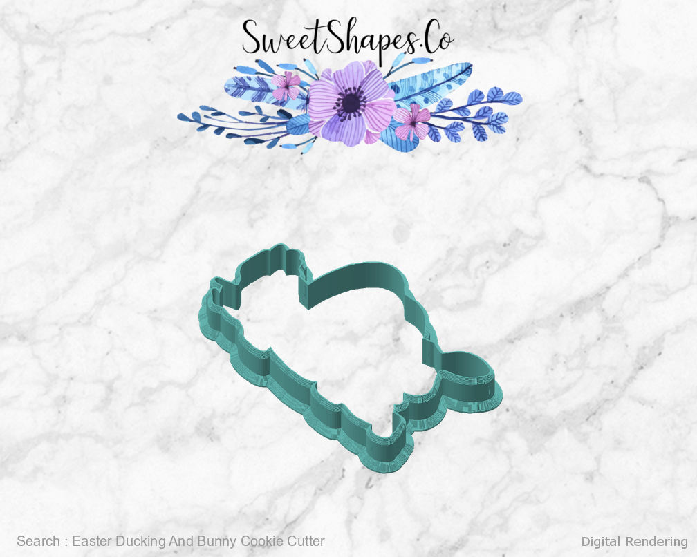 Easter Ducking And Bunny Cookie Cutter — angled front view