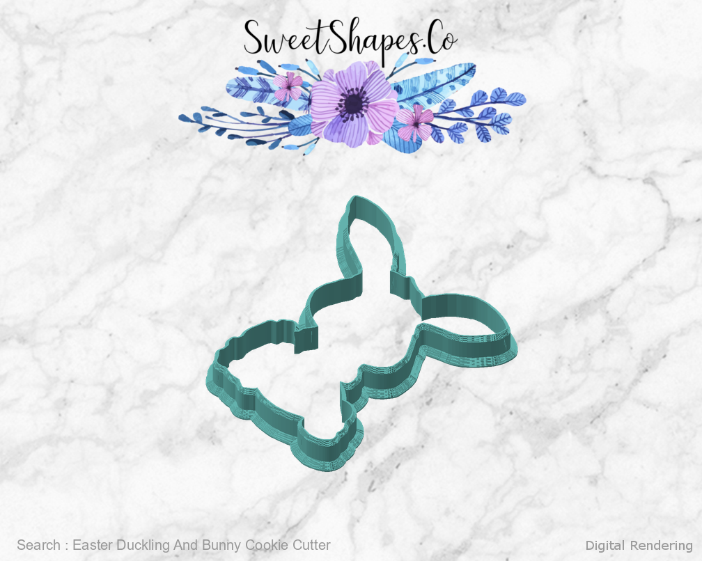 Easter Duckling And Bunny Cookie Cutter — angled front view
