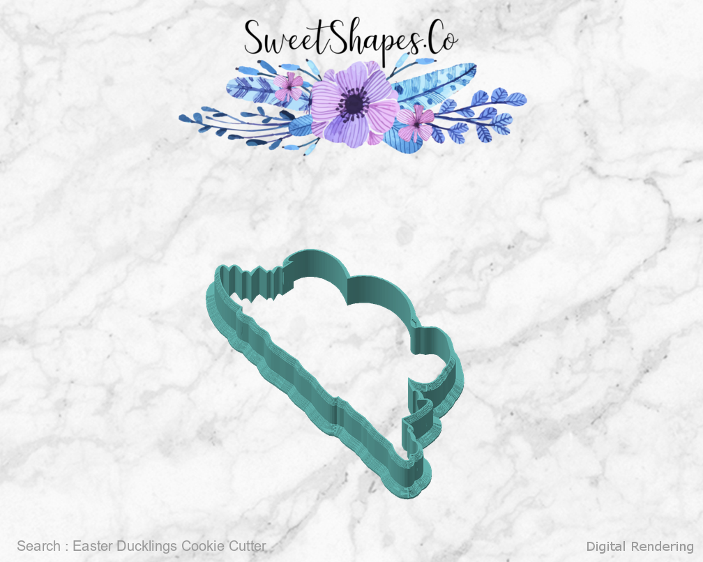 Easter Ducklings Cookie Cutter — angled front view