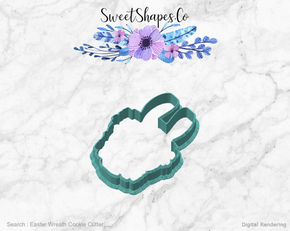 Easter Wreath Cookie Cutter — angled front view