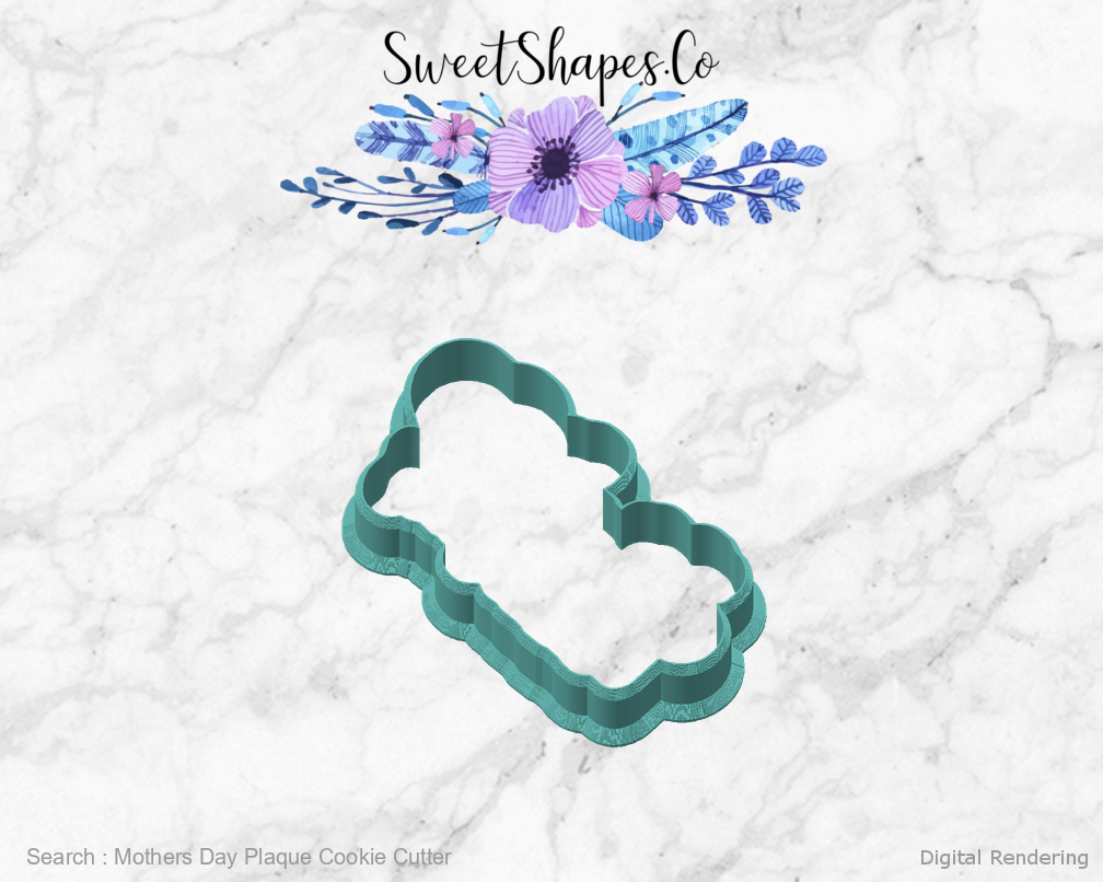 Mothers Day Plaque Cookie Cutter — angled front view