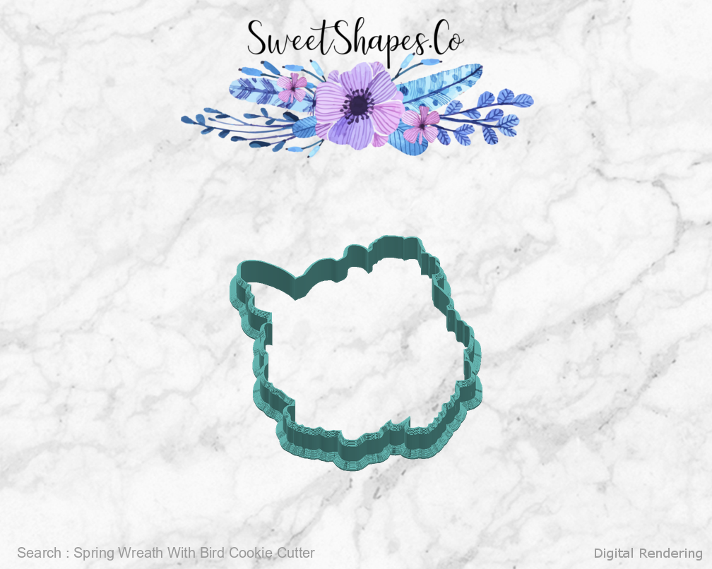 Spring Wreath With Bird Cookie Cutter — right view