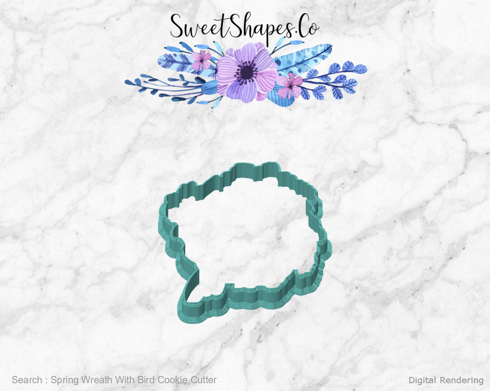 Spring Wreath With Bird Cookie Cutter — front view