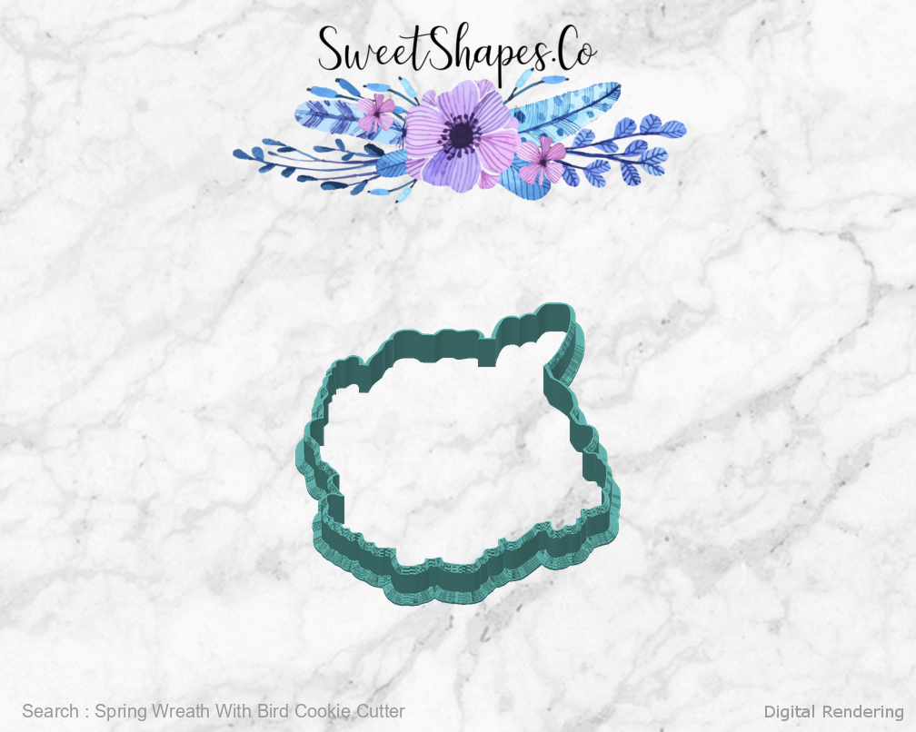 Spring Wreath With Bird Cookie Cutter — back view