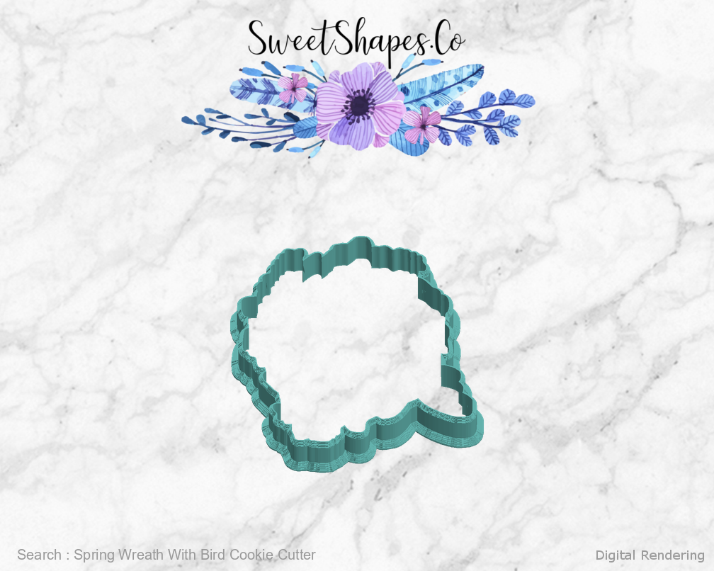 Spring Wreath With Bird Cookie Cutter — left view