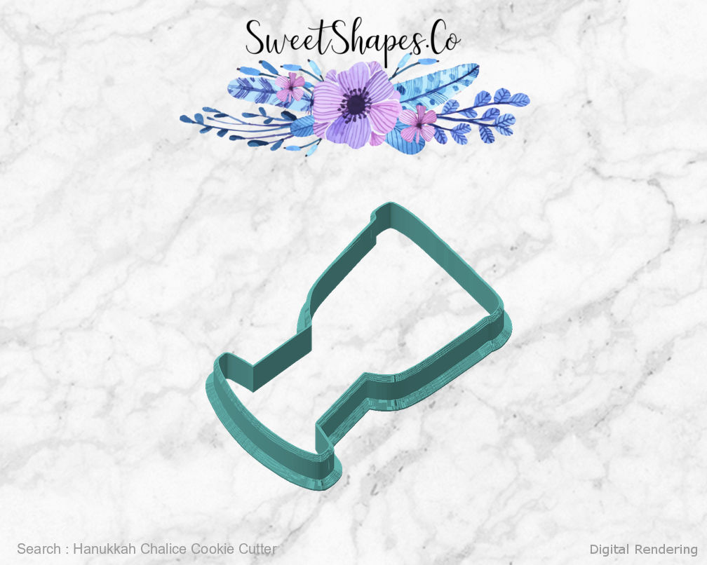 Hanukkah Chalice Cookie Cutter — angled front view