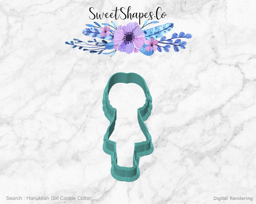 Hanukkah Girl Cookie Cutter — front view