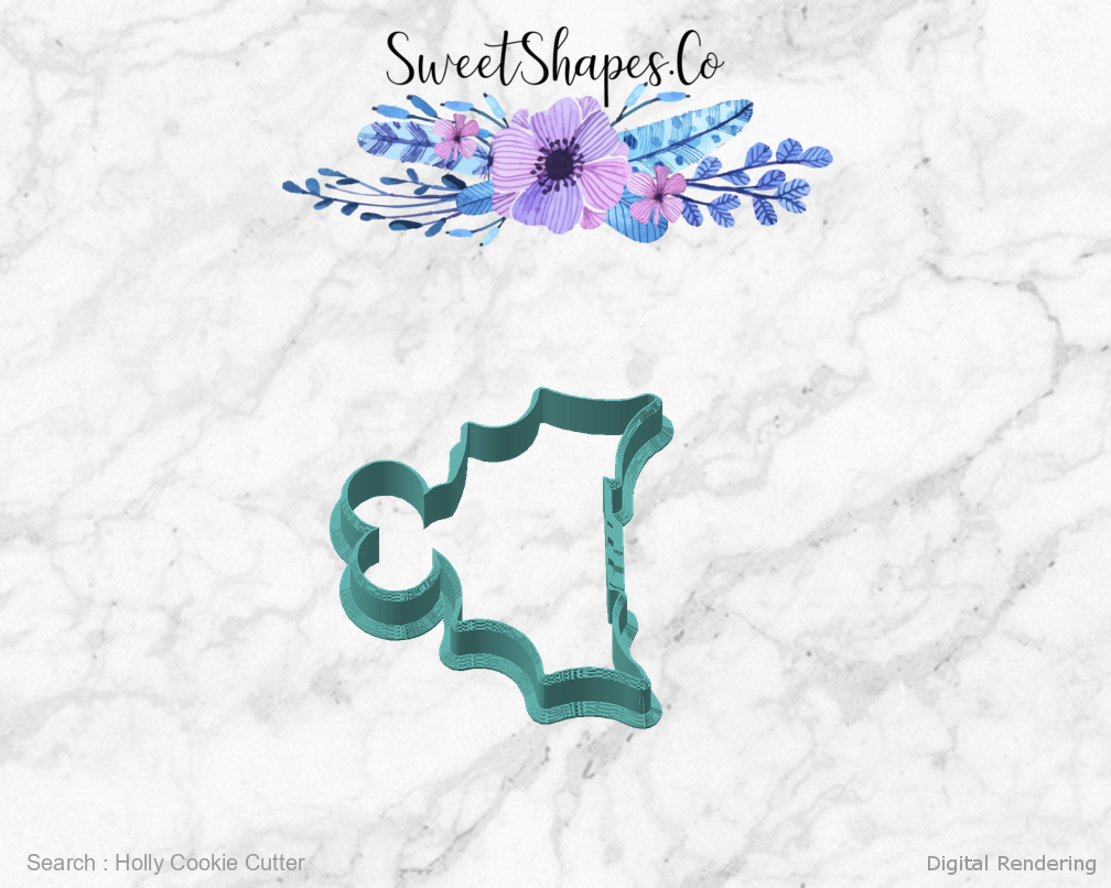 Holly Cookie Cutter — angled front view