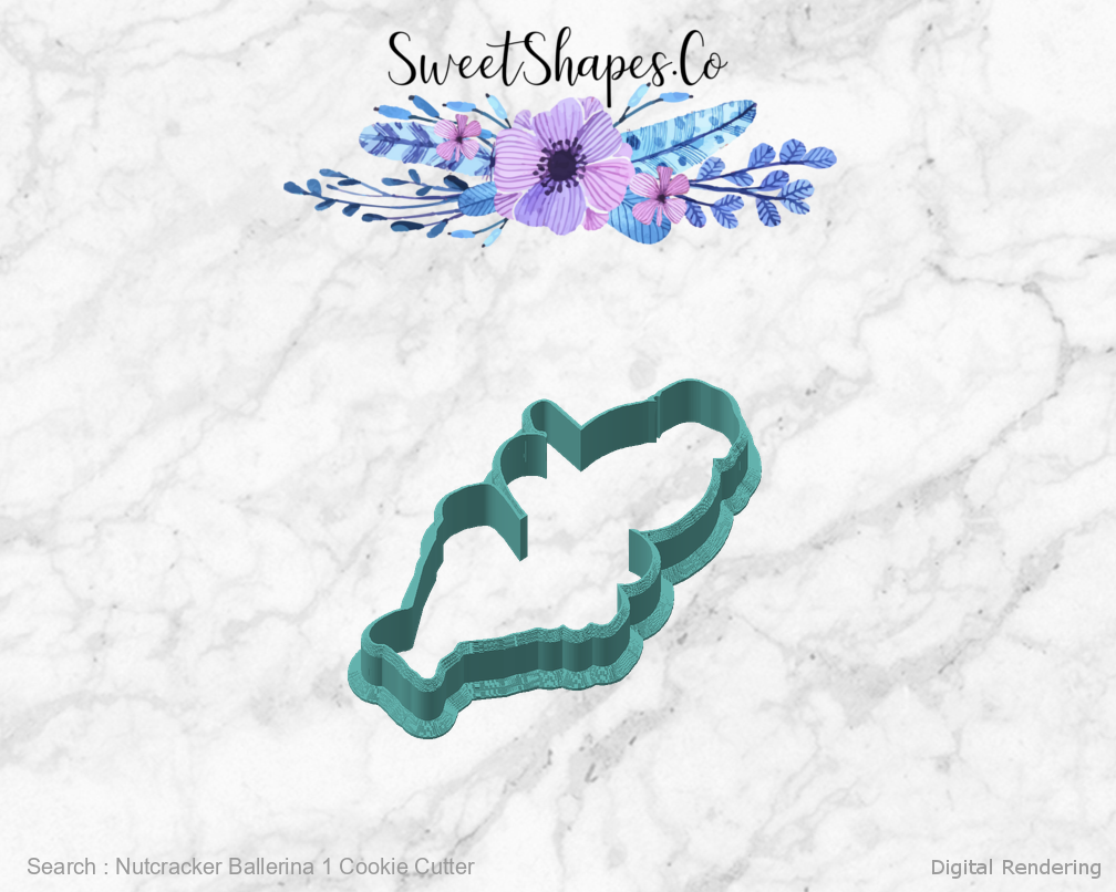 Nutcracker Ballerina 1 Cookie Cutter — angled front view