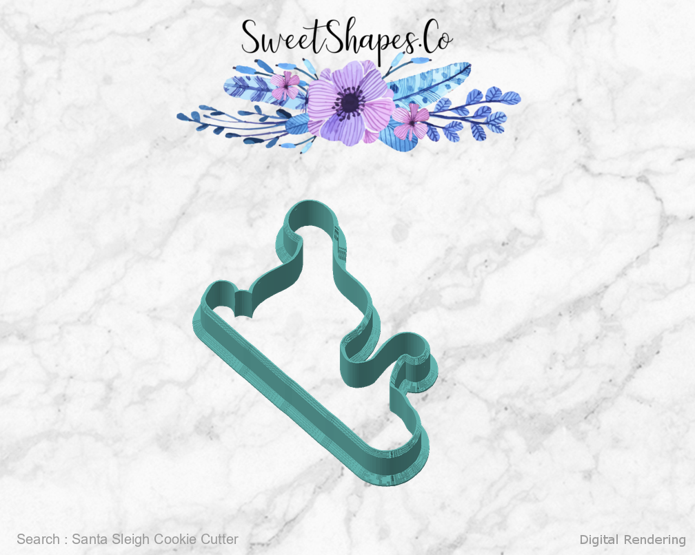 Santa Sleigh Cookie Cutter — angled front view
