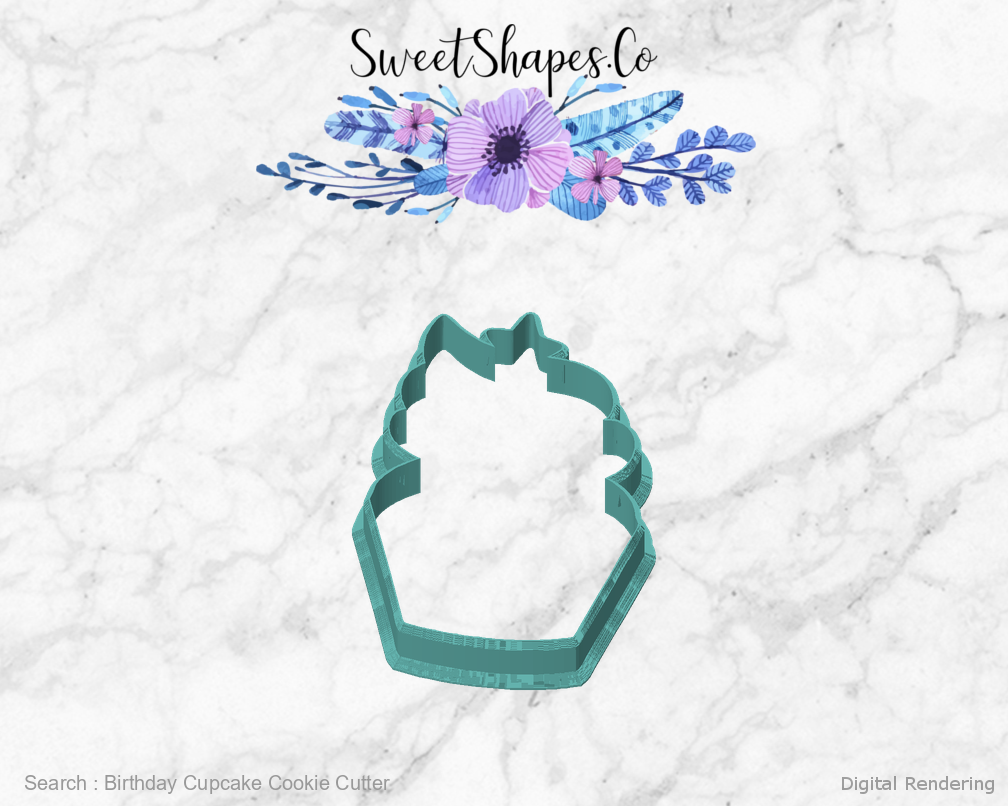 Birthday Cupcake Cookie Cutter — front view