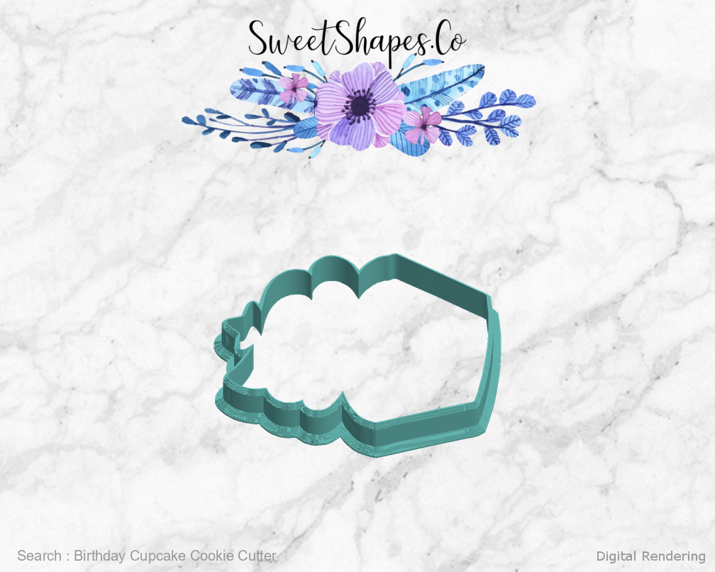 Birthday Cupcake Cookie Cutter — left view