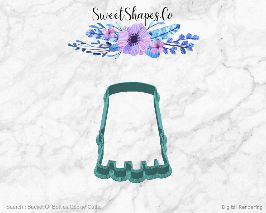 Bucket Of Bottles Cookie Cutter — back view
