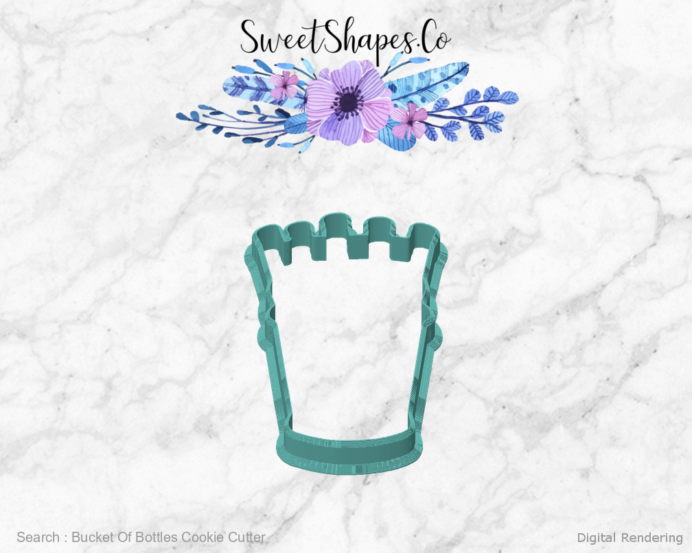 Bucket Of Bottles Cookie Cutter — front view