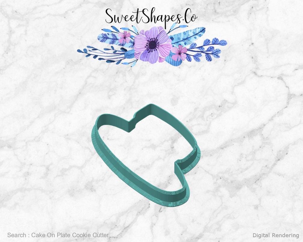 Cake On Plate Cookie Cutter — angled front view