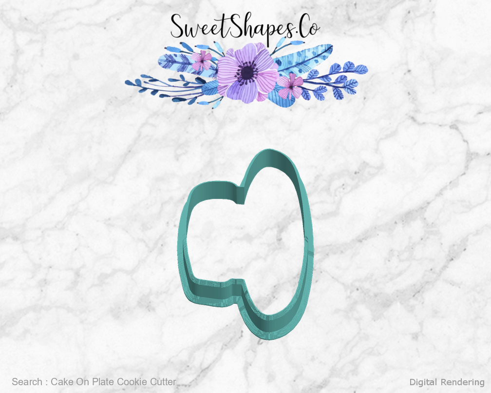 Cake On Plate Cookie Cutter — left view
