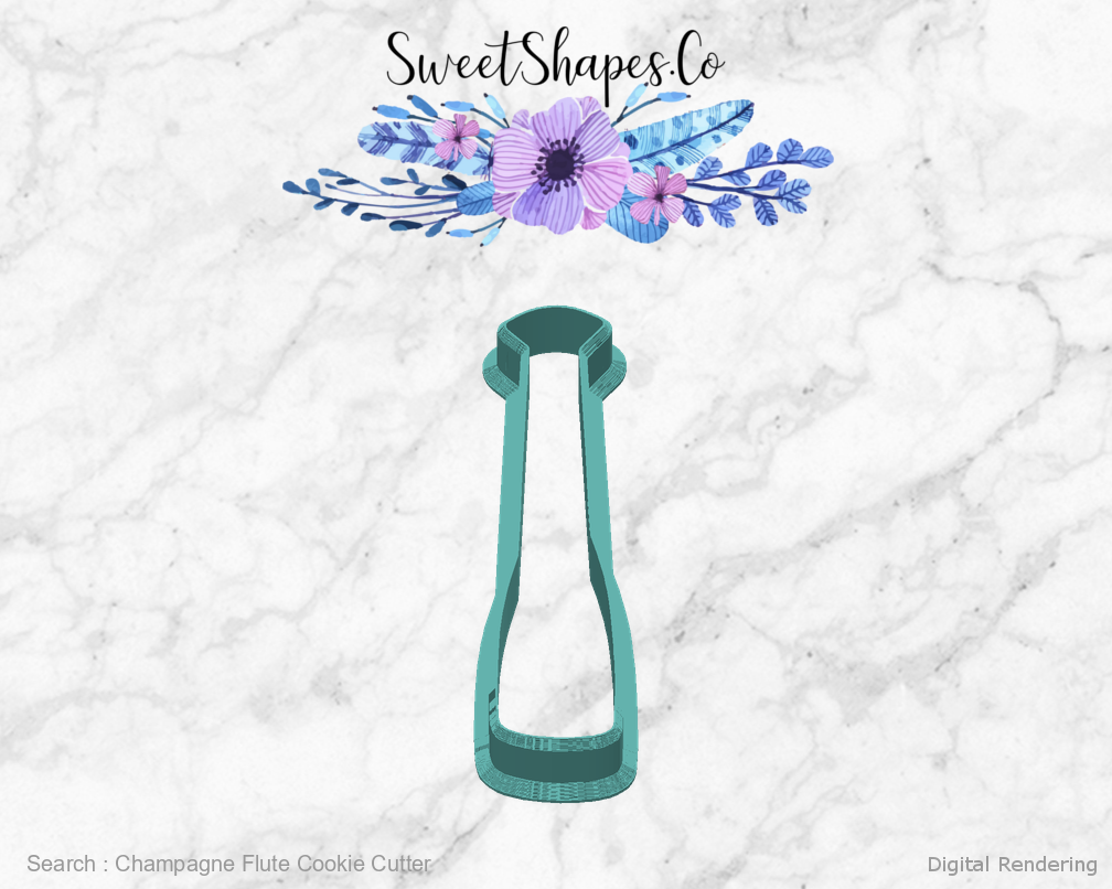 Champagne Flute Cookie Cutter — back view