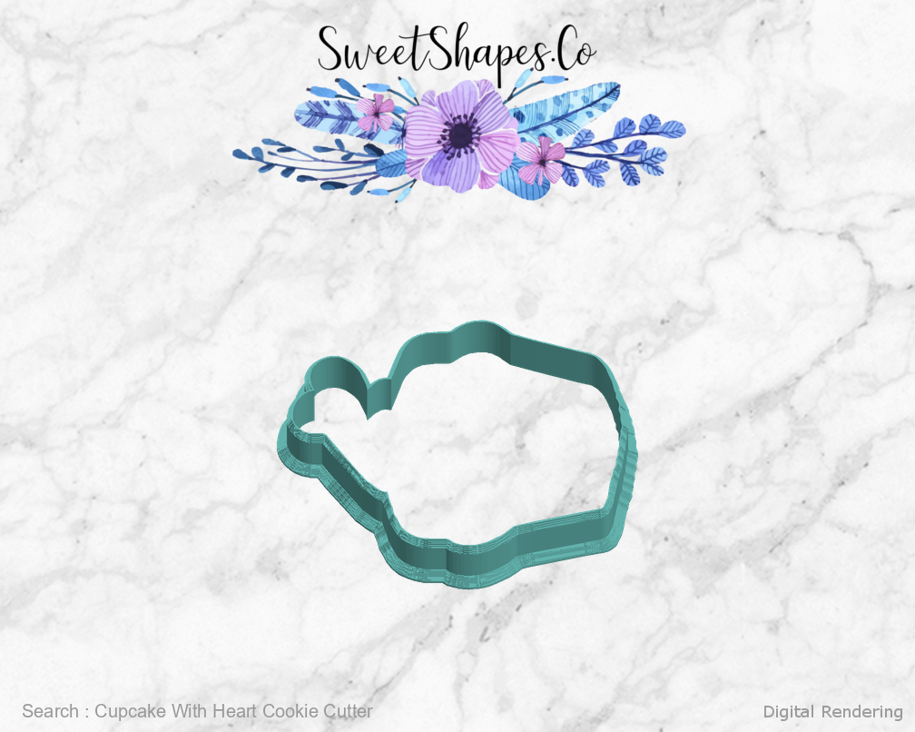 Cupcake With Heart Cookie Cutter — left view
