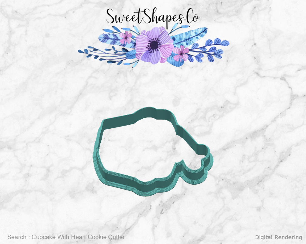 Cupcake With Heart Cookie Cutter — right view