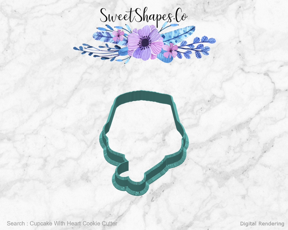 Cupcake With Heart Cookie Cutter — back view
