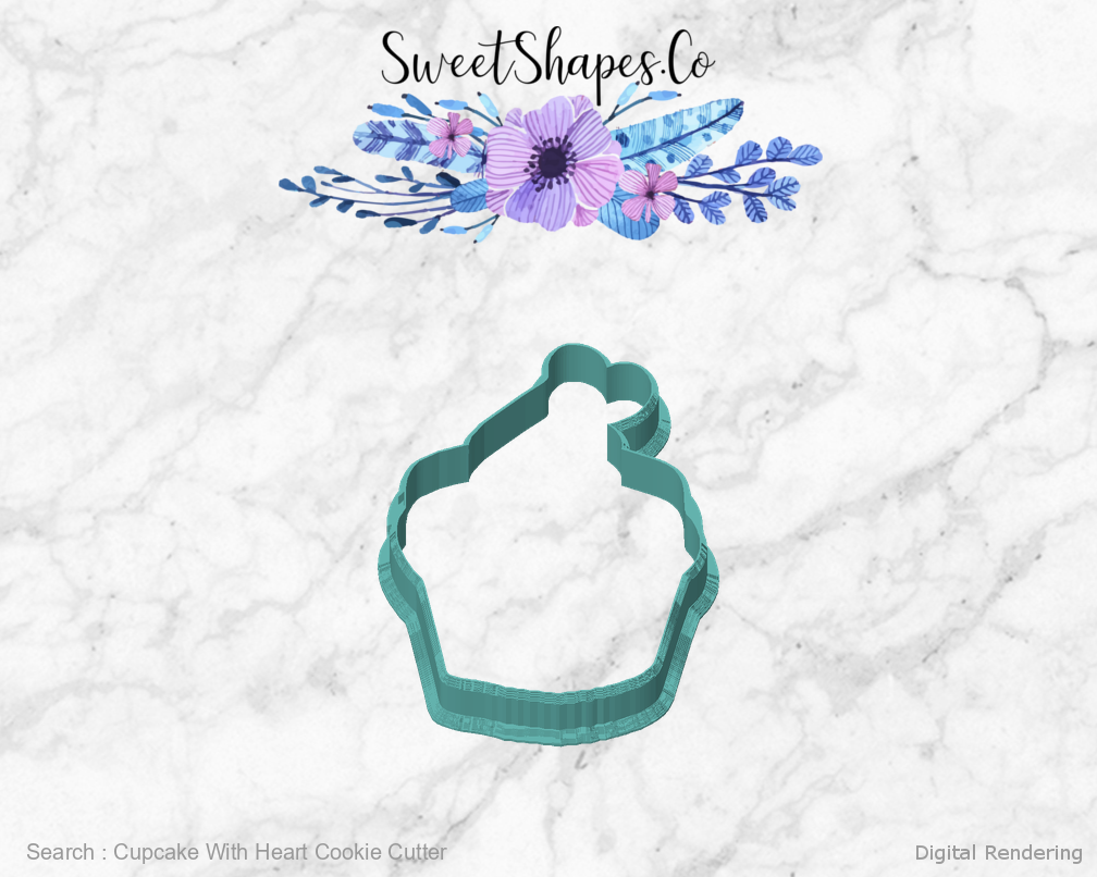 Cupcake With Heart Cookie Cutter — front view