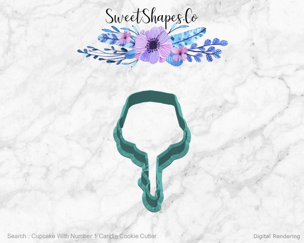 Cupcake With Number 1 Candle Cookie Cutter — back view