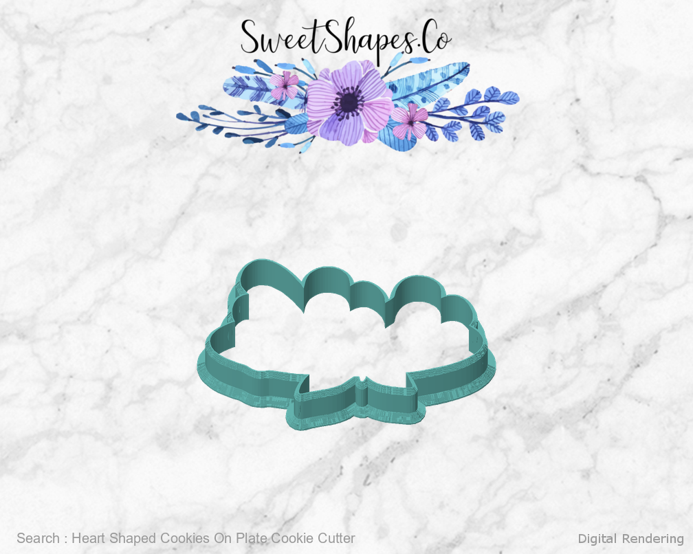 Heart Shaped Cookies On Plate Cookie Cutter — front view