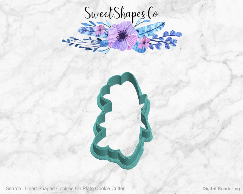 Heart Shaped Cookies On Plate Cookie Cutter — left view