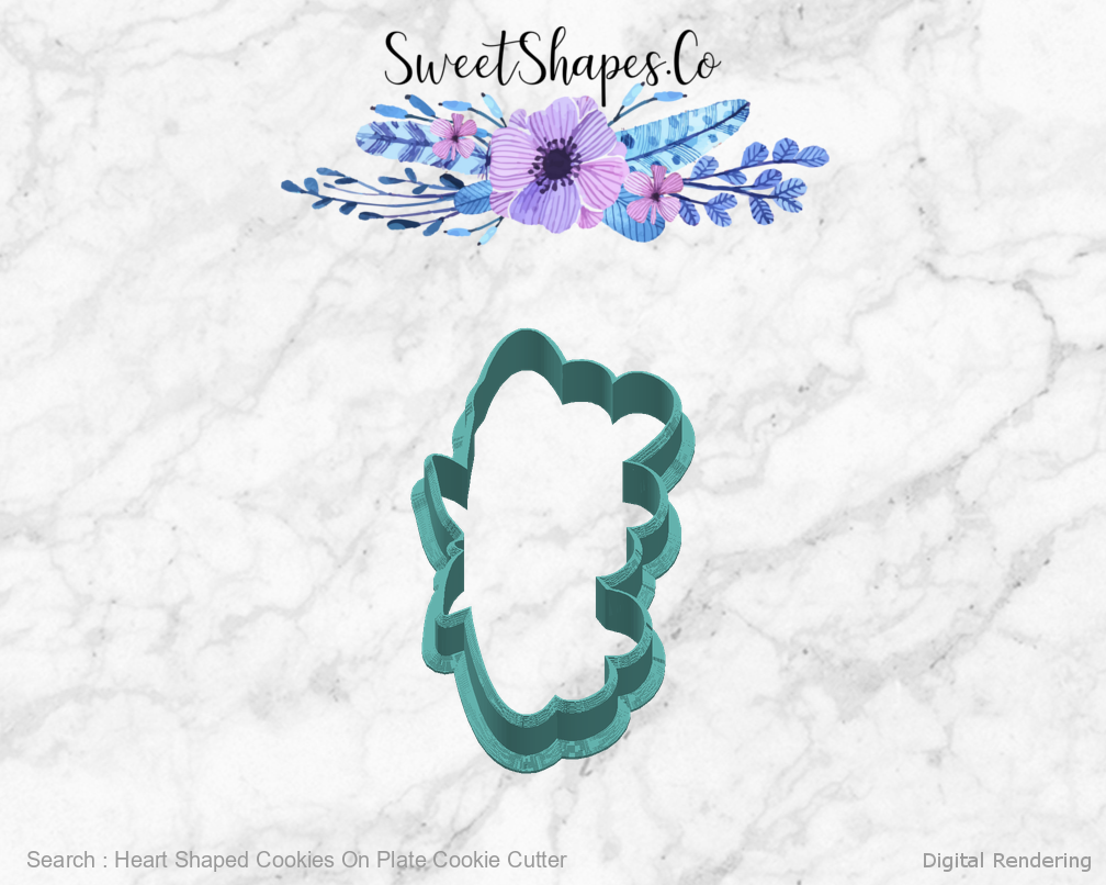 Heart Shaped Cookies On Plate Cookie Cutter — right view