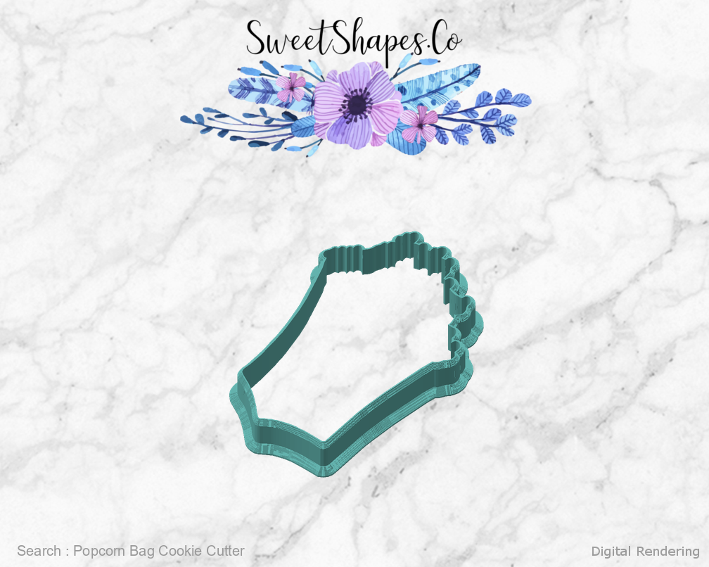 Popcorn Bag Cookie Cutter — angled front view