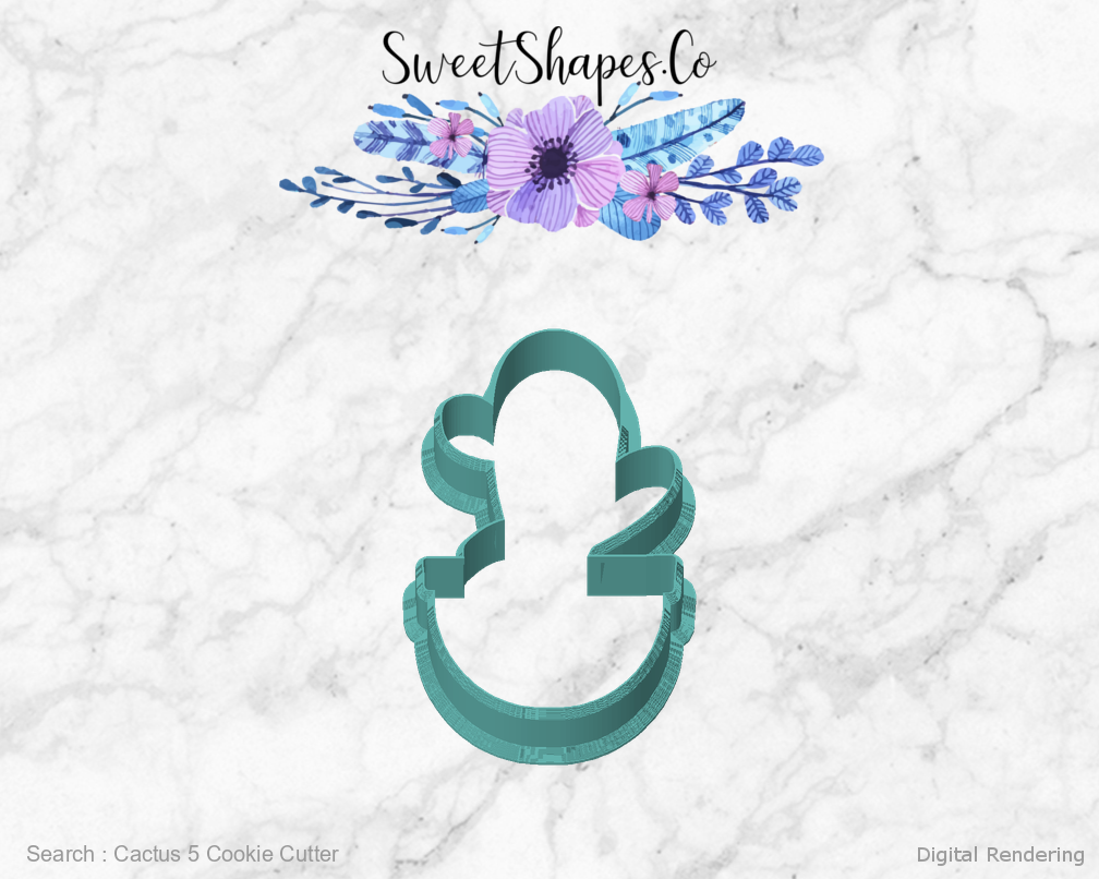 Cactus 5 Cookie Cutter — front view