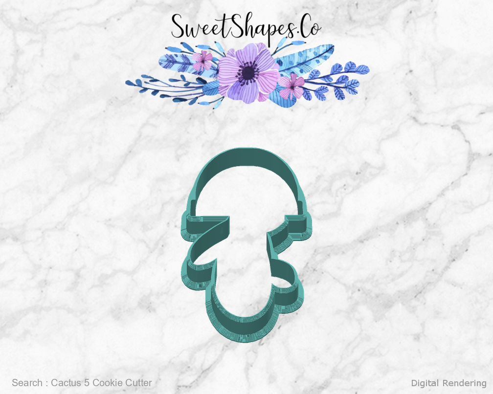 Cactus 5 Cookie Cutter — back view