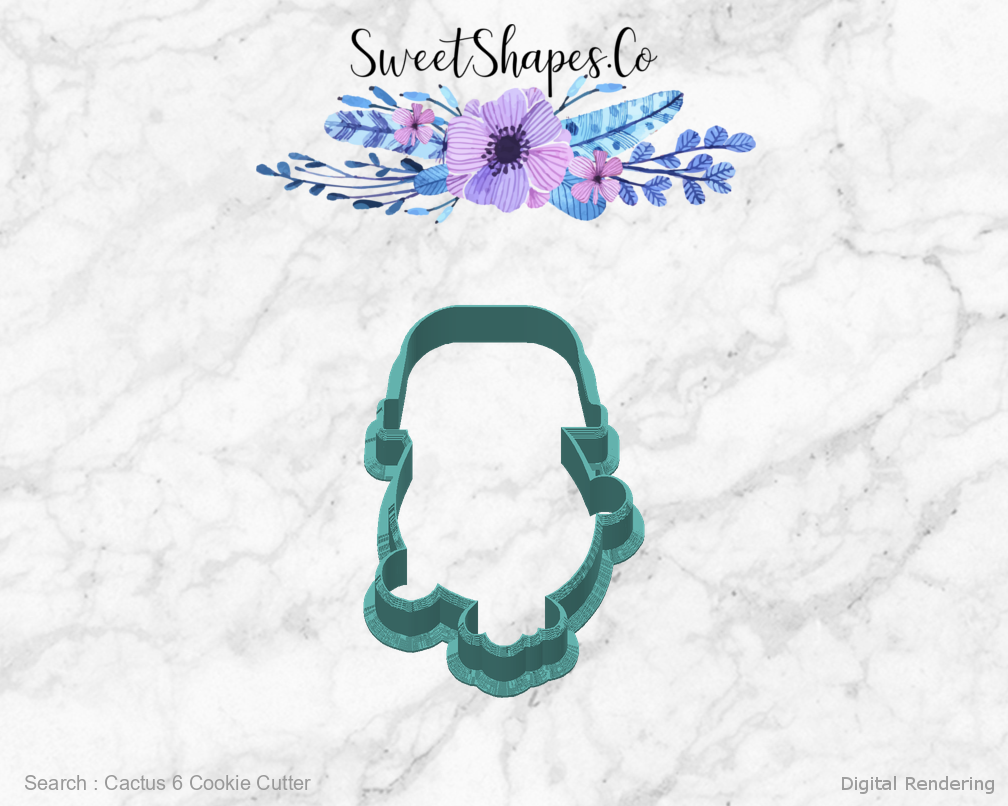 Cactus 6 Cookie Cutter — back view
