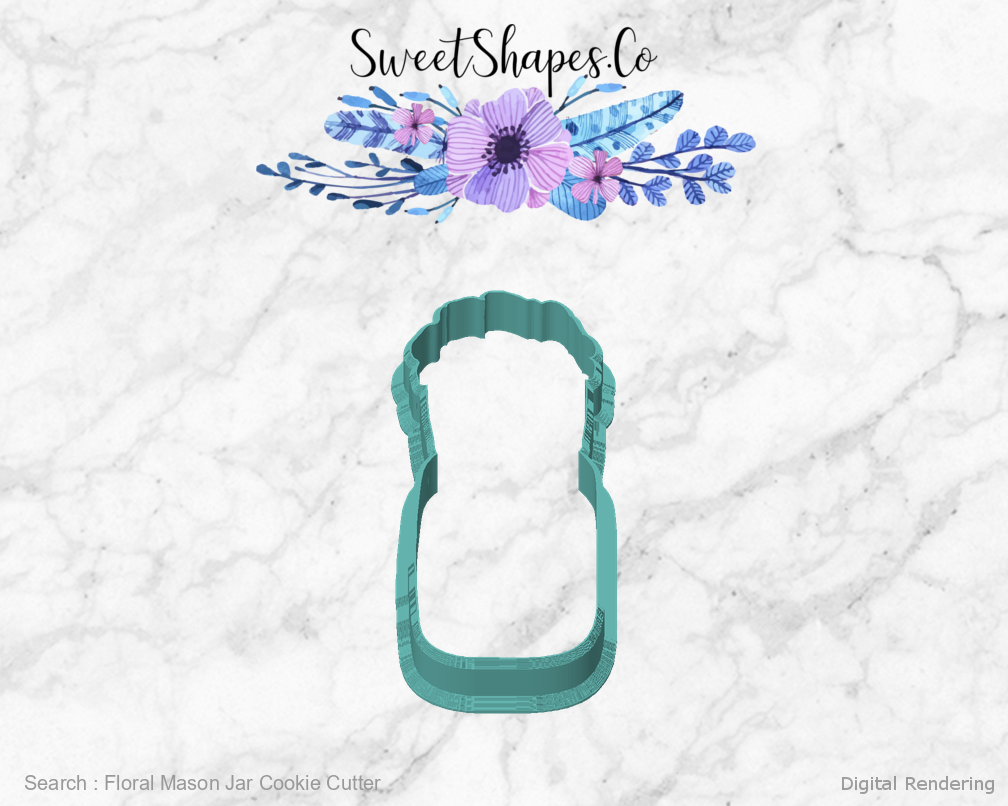 Floral Mason Jar Cookie Cutter — front view