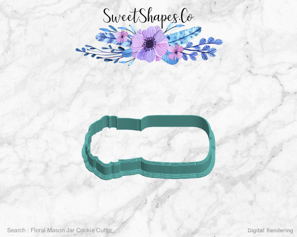 Floral Mason Jar Cookie Cutter — left view