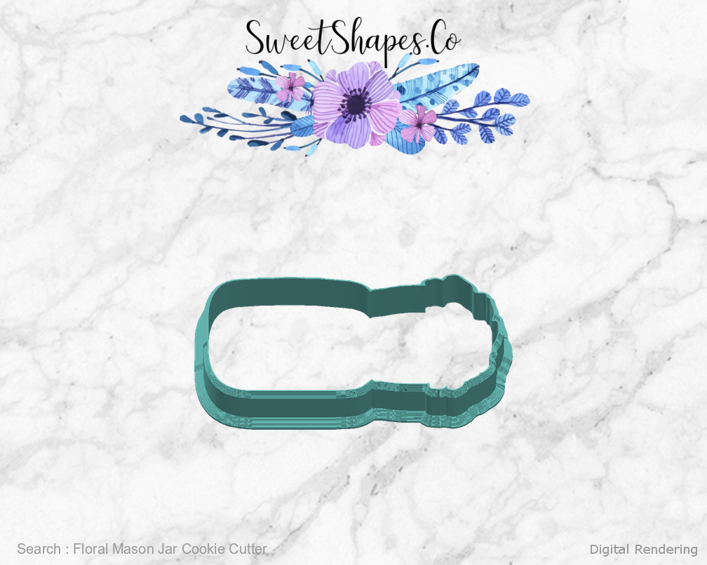 Floral Mason Jar Cookie Cutter — right view