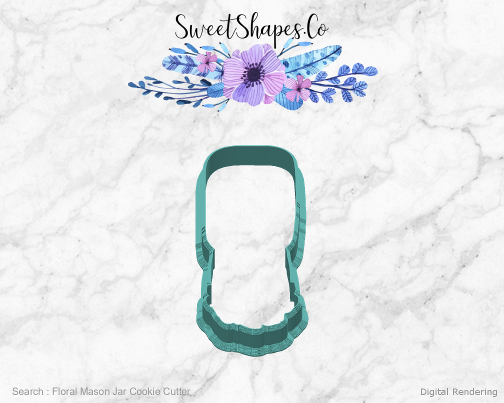 Floral Mason Jar Cookie Cutter — back view